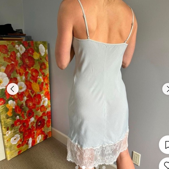 WILFRED ARITZIA Seafoam Green Slip Lace Breathable Strapless Dress Size Small - Picture 2 of 15